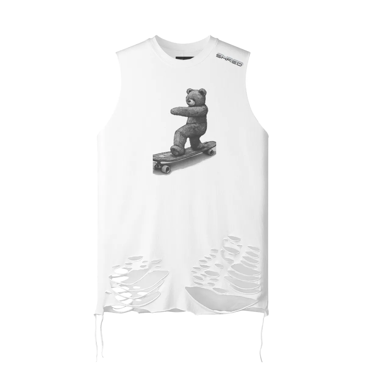 Teddy Ride Shred 180GSM Unisex Ripped Longline Tank Top