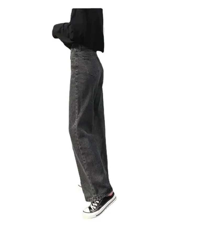 Toleet baggy Jeans Women's Western Style High Waist Straight Loose Wide Leg Pants Draping Mop Pants