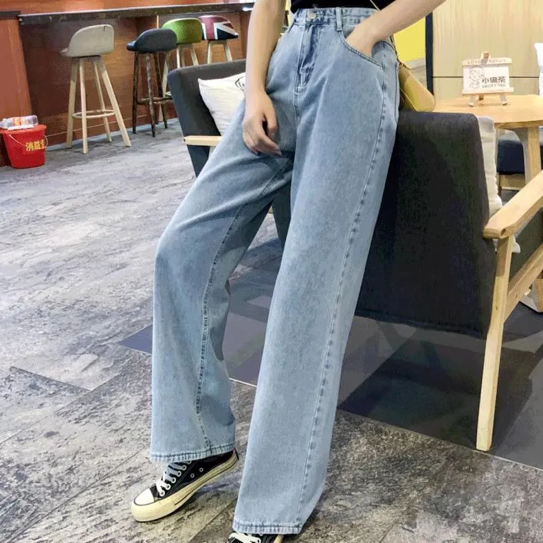 Toleet baggy Jeans Women's Western Style High Waist Straight Loose Wide Leg Pants Draping Mop Pants