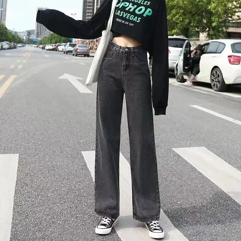 Toleet baggy Jeans Women's Western Style High Waist Straight Loose Wide Leg Pants Draping Mop Pants