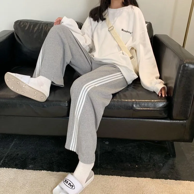 Triple Side Lines Straight 90S Aesthetic Loose Pants