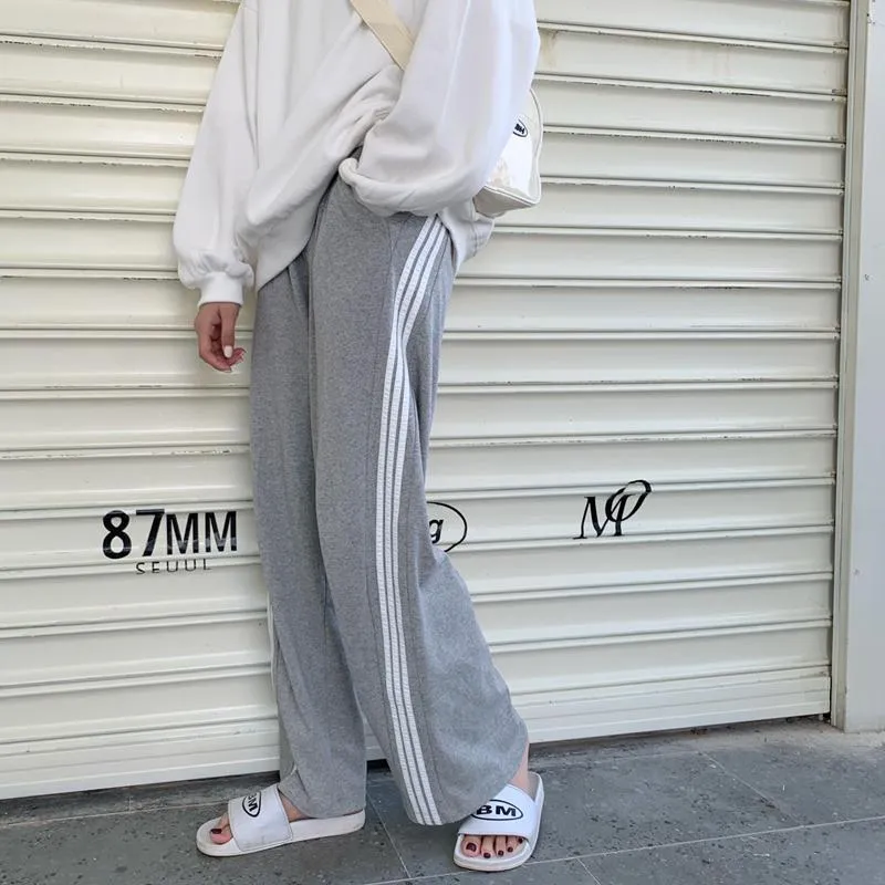 Triple Side Lines Straight 90S Aesthetic Loose Pants