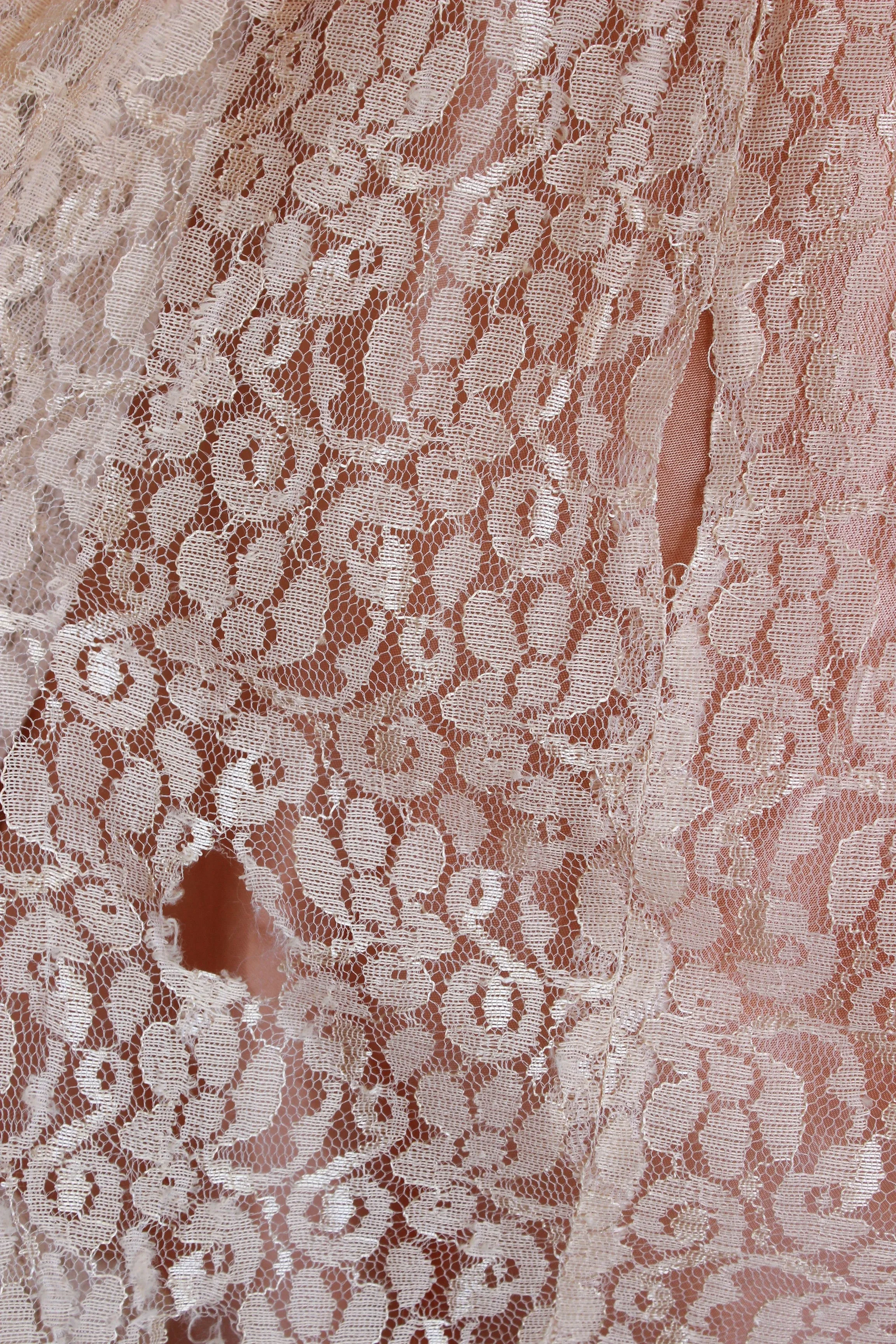 Vintage 1950s Pink Lace Dress With Chiffon