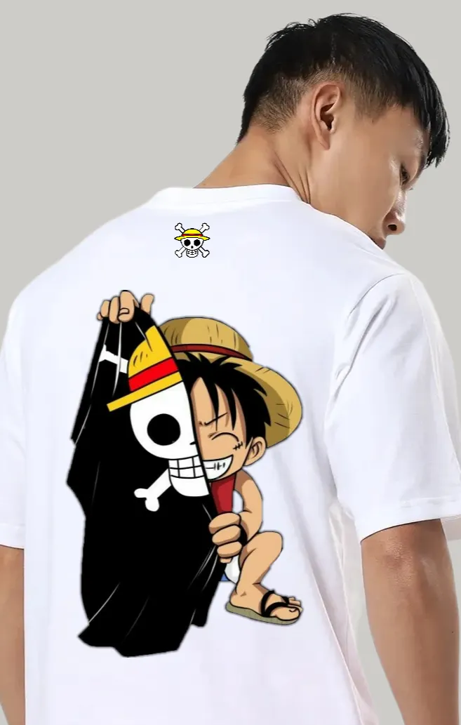 White Printed Oversized Men's T-Shirt