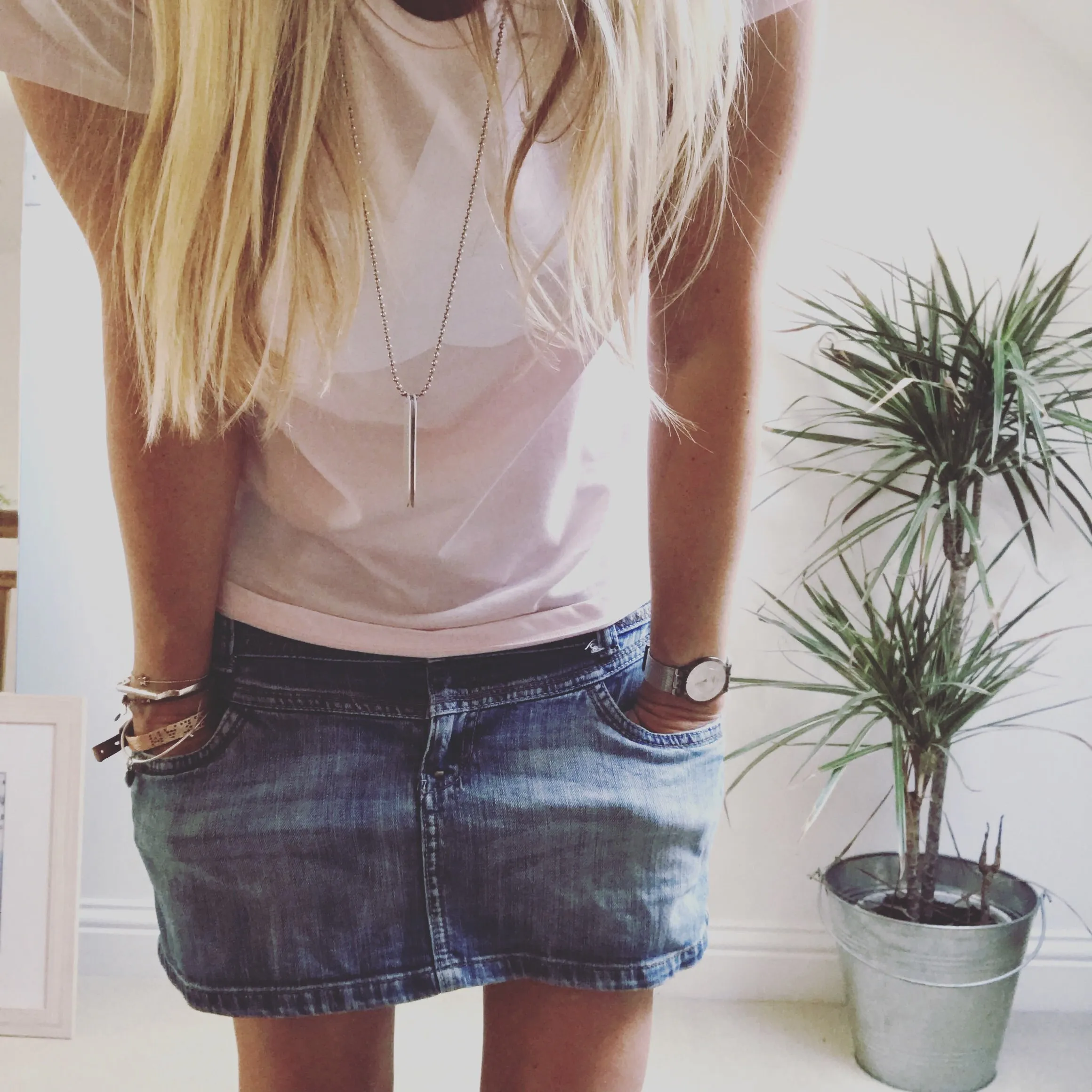 White star on pink tee
