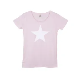 White star on pink tee