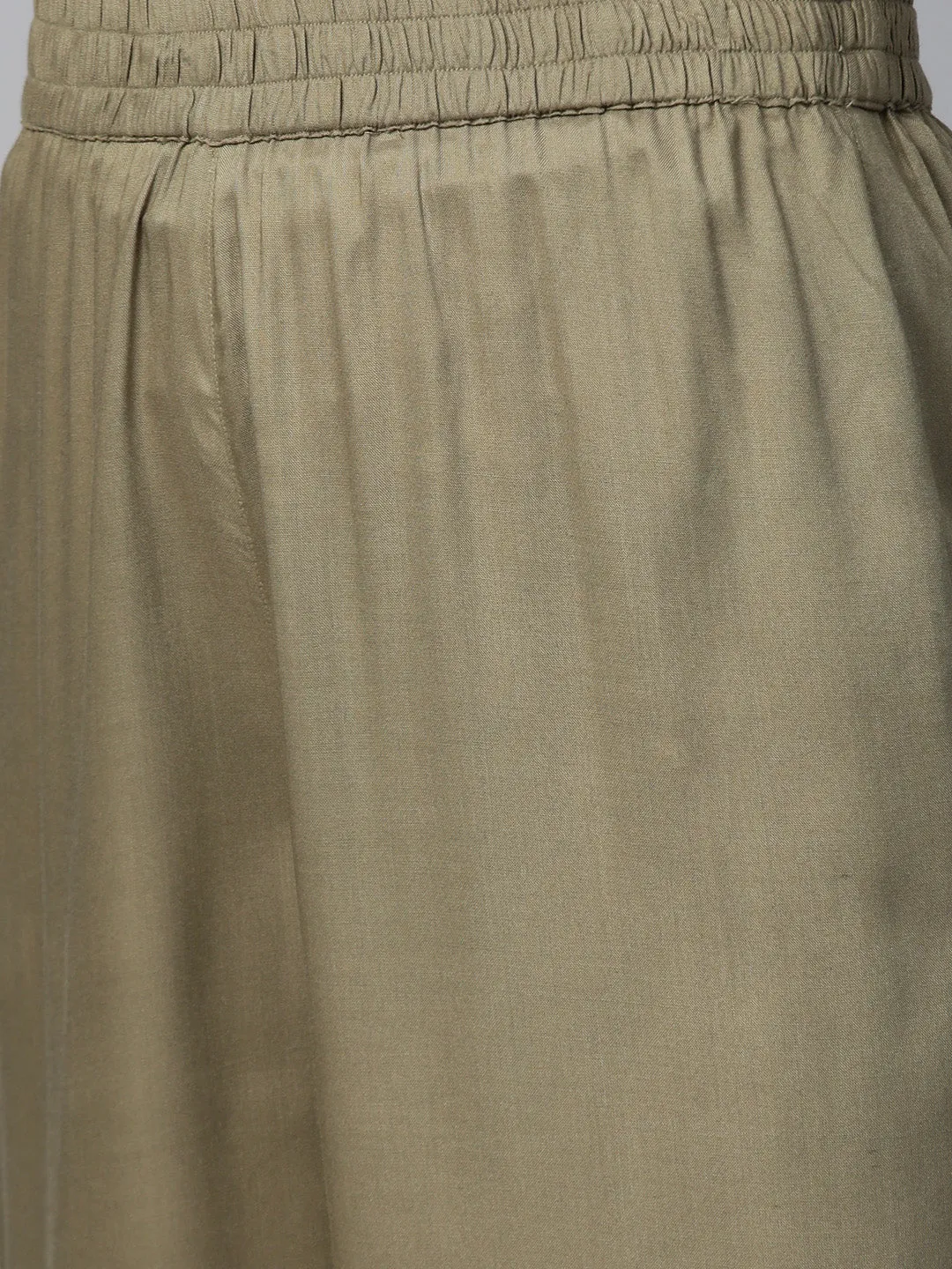Women Olive Motif Zari Embroidery Kurta With Olive Pants