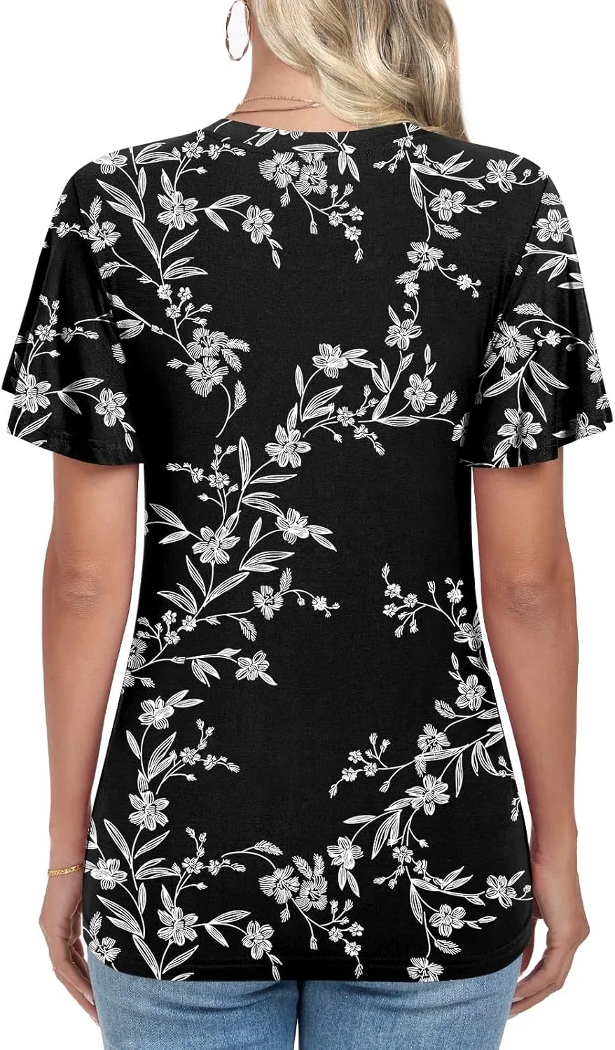 Womens Casual Summer Tunic Tops Short Sleeve Blouse Front Twist V-neck Tee Shirt