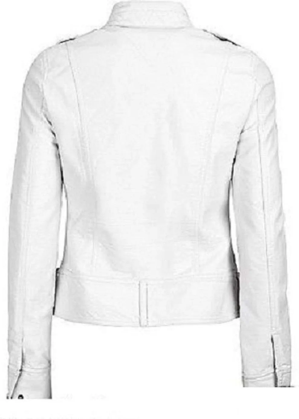 Women's Leather Jacket Motorcycle Quilted Bomber Stylish Biker Outerwear White Real Leather Jacket Women