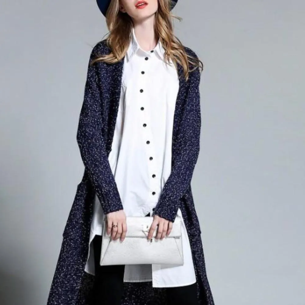 Womens Navy Long Cardigan