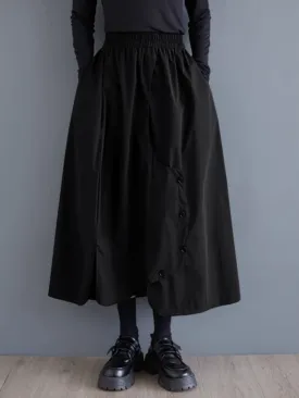 Women’s Stylish Pleated Button Style Side Pockets Skirt
