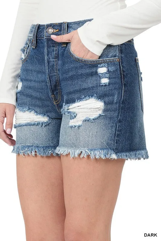 ZE239 - DISTRESSED DENIM SHORTS